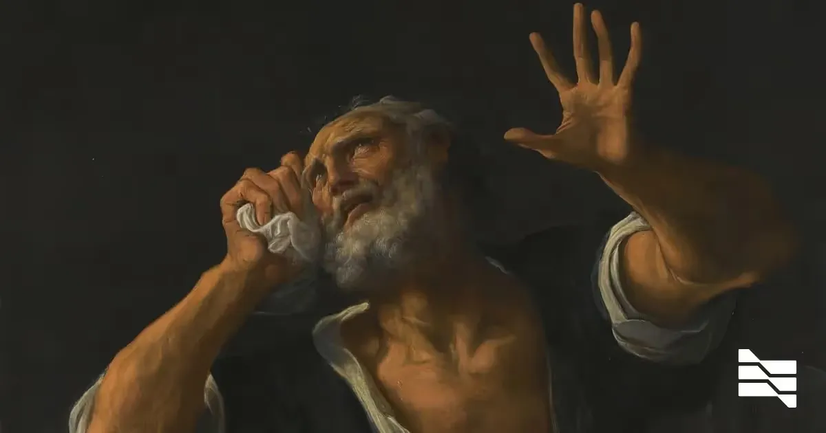 Classical painting of an elderly man gesturing dramatically, evoking the complexities of self-employment tax forms.