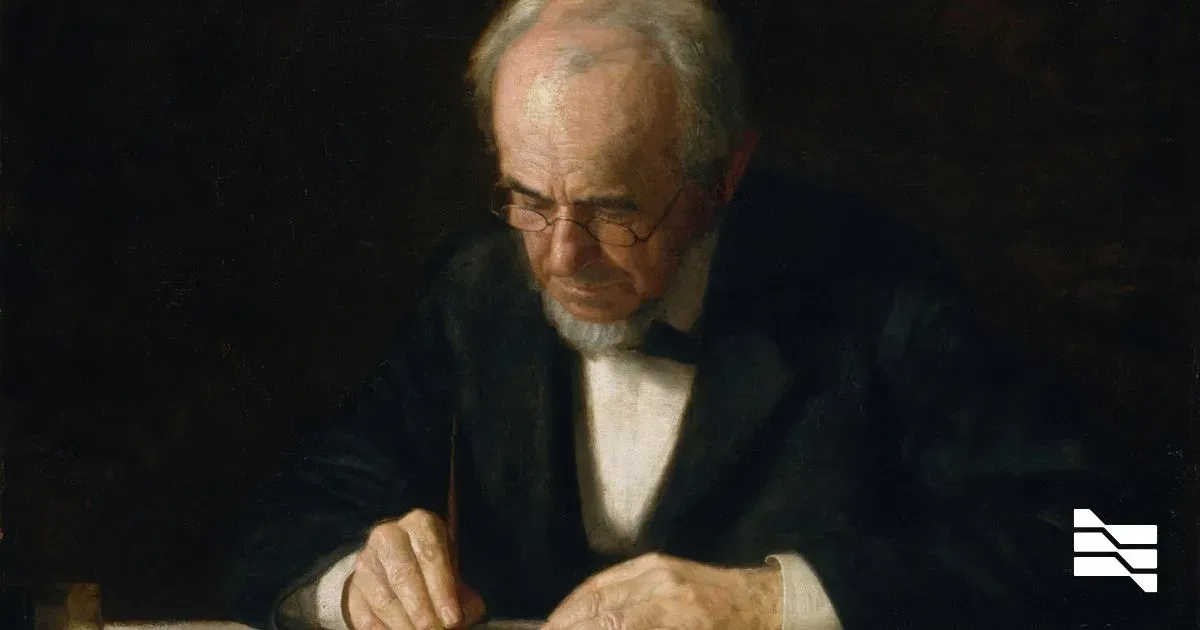 Elderly man deeply engrossed in writing, a scene that reflects the meticulous craft of freelance copywriting.