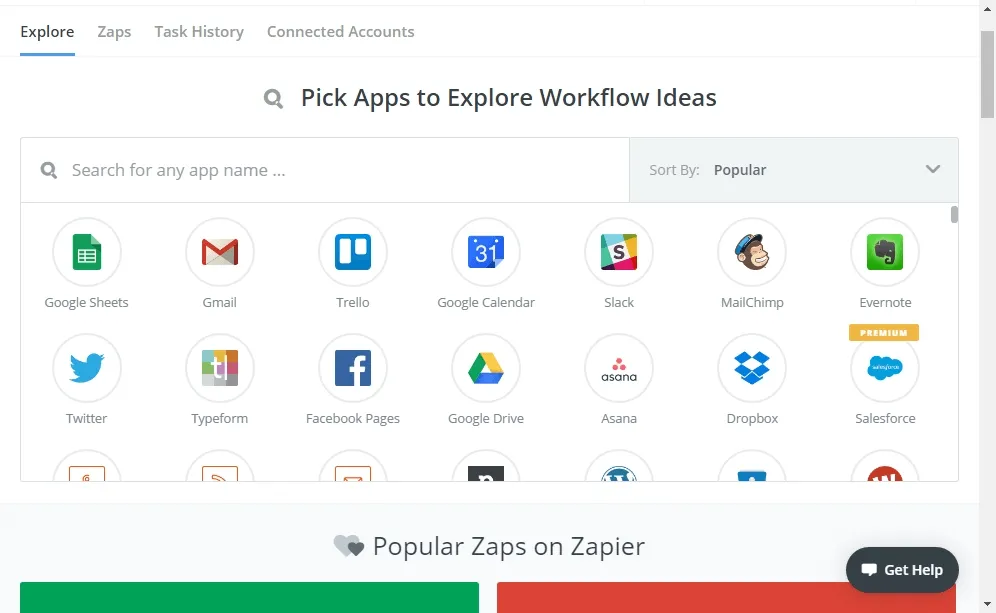 Screenshot of Zapier app for freelancers