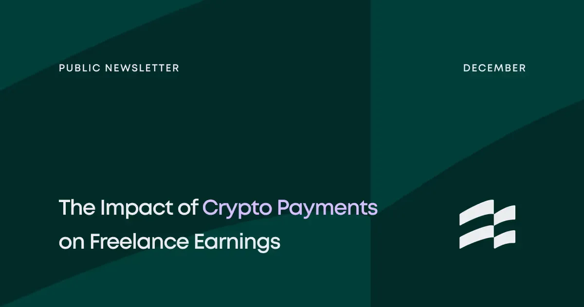 A freelancer working on a laptop with digital currency icons and blockchain graphics in the background, symbolizing crypto payments adoption.