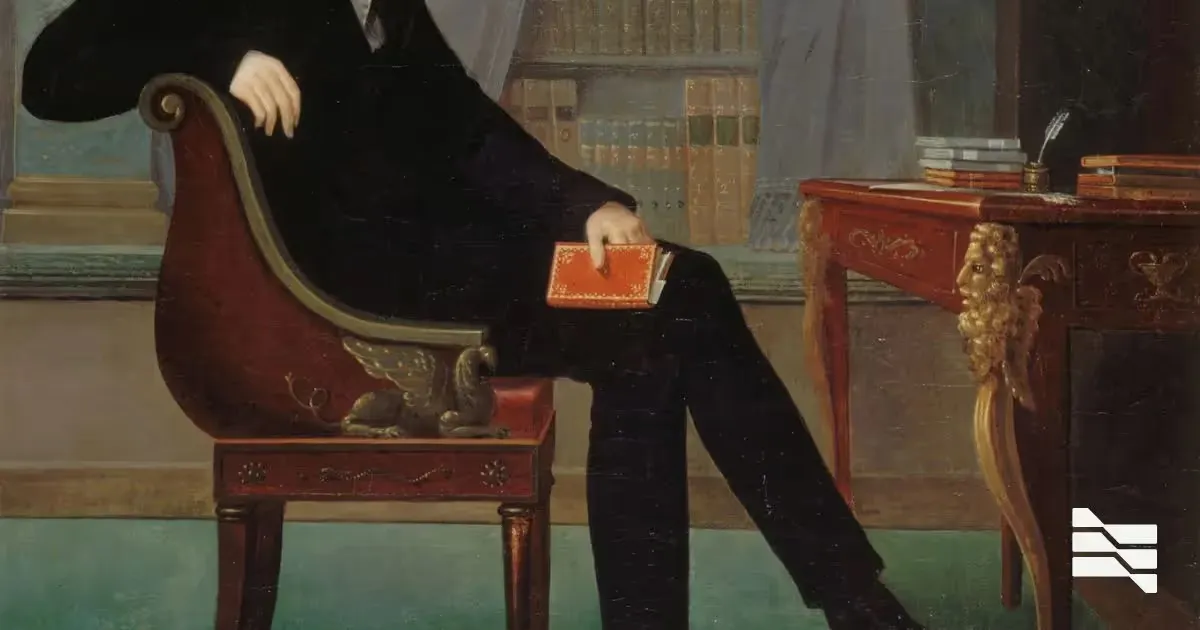 A sophisticated scene of a freelance professional in classic attire, sitting by a desk with a red book in hand, pondering pricing strategies.
