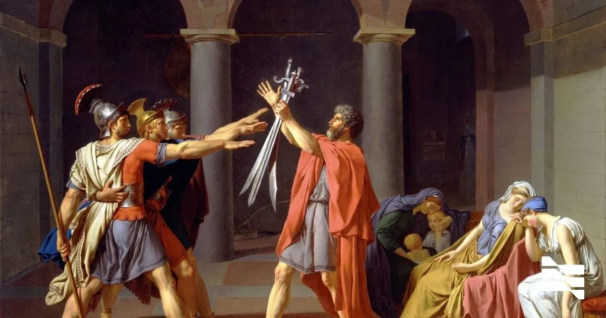 Classical painting of a philosopher handing down wisdom, depicting the importance of continual learning and skill enhancement in the modern workplace.