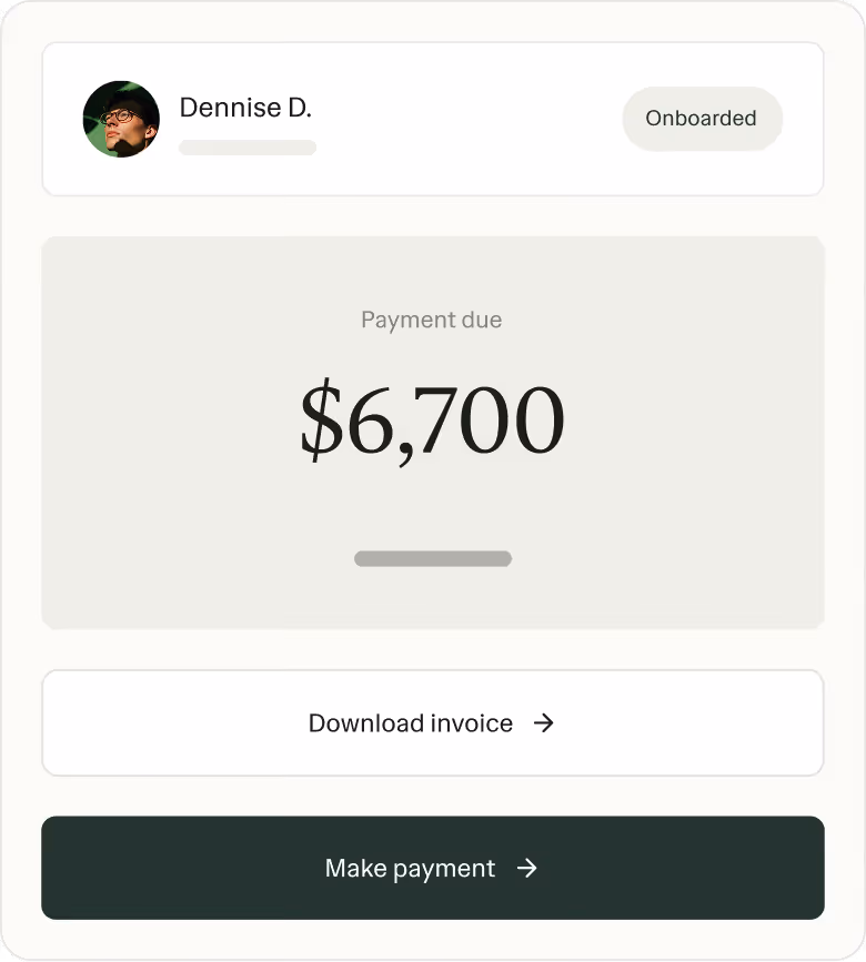 Business payment flow with amount and payout method in Ruul