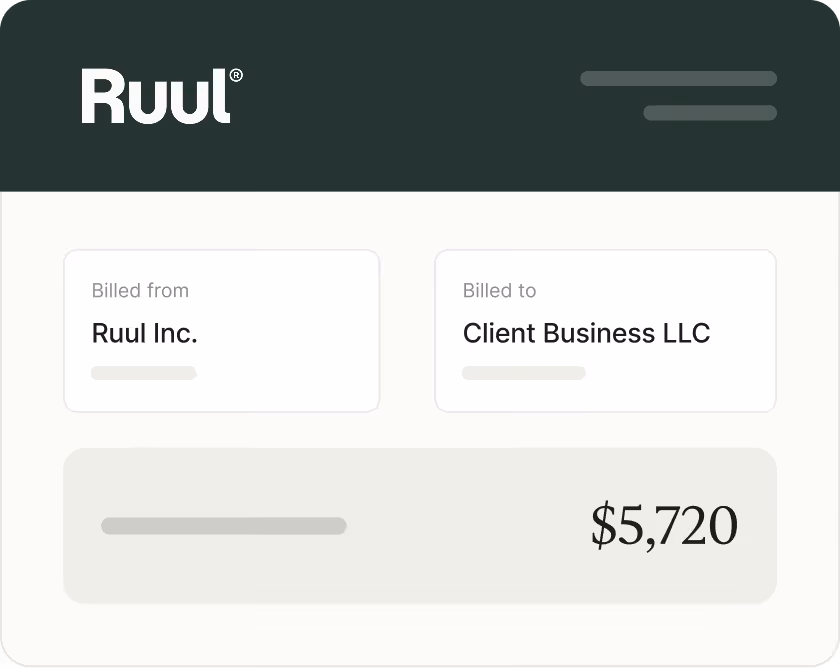 Payment confirmation with amount and compliant invoice details in Ruul