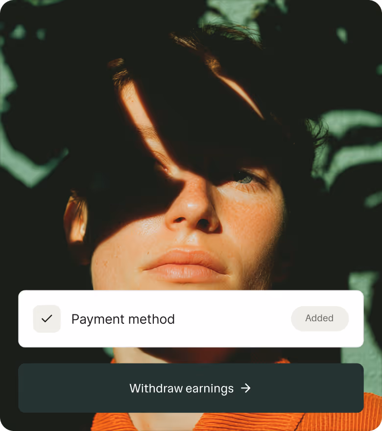Payment method added — withdraw earnings prompt